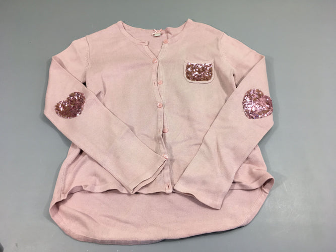 Gilet rose poche en sequin, coton, moins cher chez Petit Kiwi