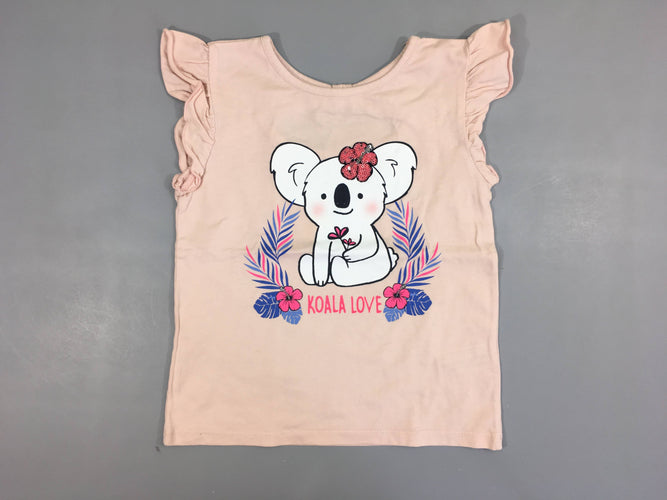 T-shirt s.m rose pâle Koala sequins, moins cher chez Petit Kiwi