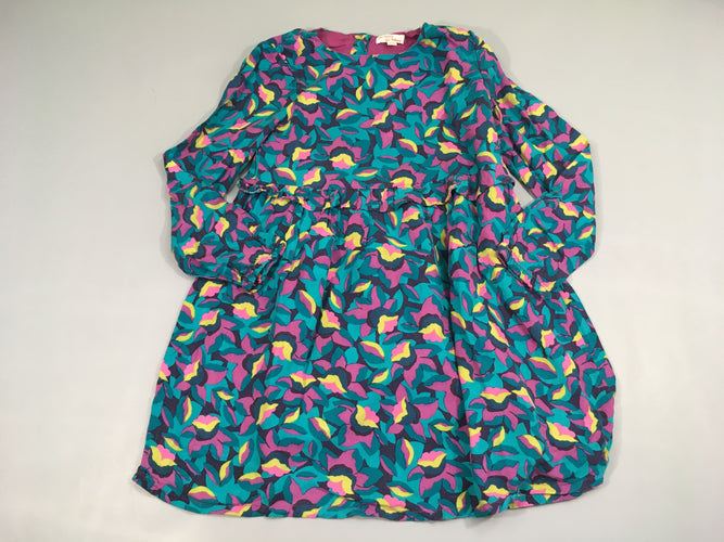 Robe m.l coton vert fleurs, moins cher chez Petit Kiwi