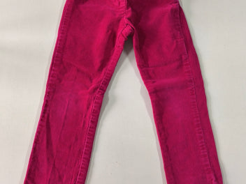 Pantalon velours côtelé rose vif zip sur le côté