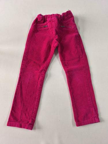 Pantalon velours côtelé rose vif zip sur le côté, moins cher chez Petit Kiwi