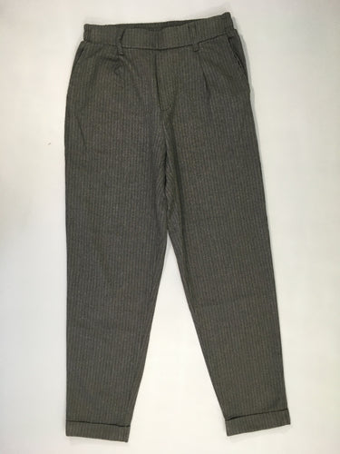 Pantalon à revers chino gris ligné fin noir, moins cher chez Petit Kiwi