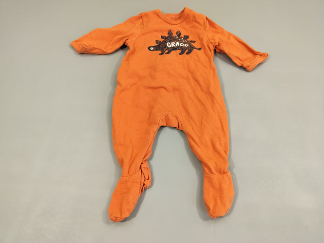 Pyjama jersey  orange ,dinosaure  "graou", moins cher chez Petit Kiwi