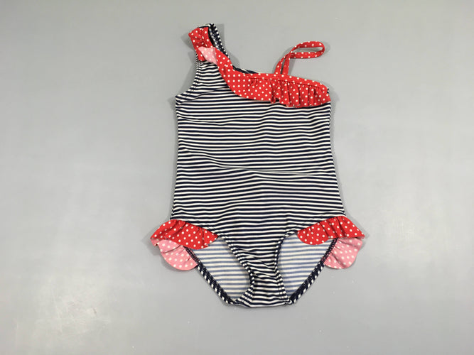 Maillot rayé bleu marine/blanc rouge pois, moins cher chez Petit Kiwi