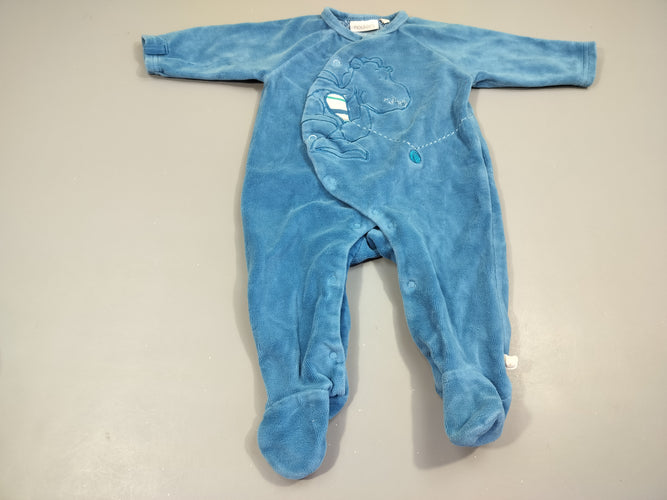 Pyjama velours bleu Victor le dragon 70% coton 30% polyester, moins cher chez Petit Kiwi