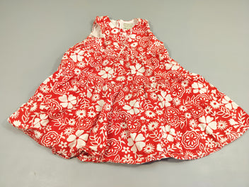 Robe m.c rouge à fleurs blanches