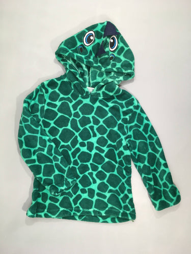 Pull velours à capuche vert Lézard, moins cher chez Petit Kiwi