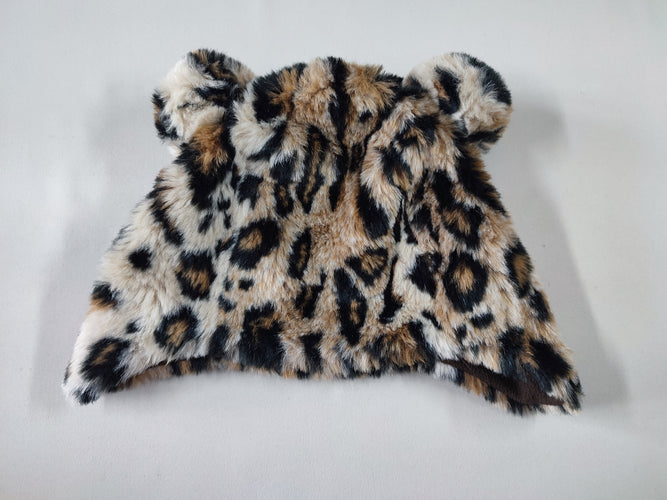 Bonnet fausse fourrure imprimé léopard doublé polar, 53 cm, moins cher chez Petit Kiwi