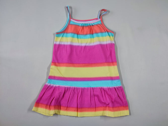 Robe jersey fines bretelles rayée multicolore, moins cher chez Petit Kiwi