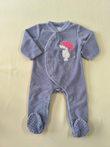 Pyjama velours bleu éléphant parapluie, moins cher chez Petit Kiwi