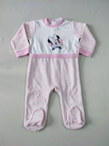 Pyjama velours blanc/rose "Minnie", moins cher chez Petit Kiwi