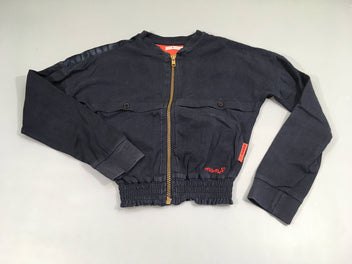 Blouson jersey bleu marine zippé court