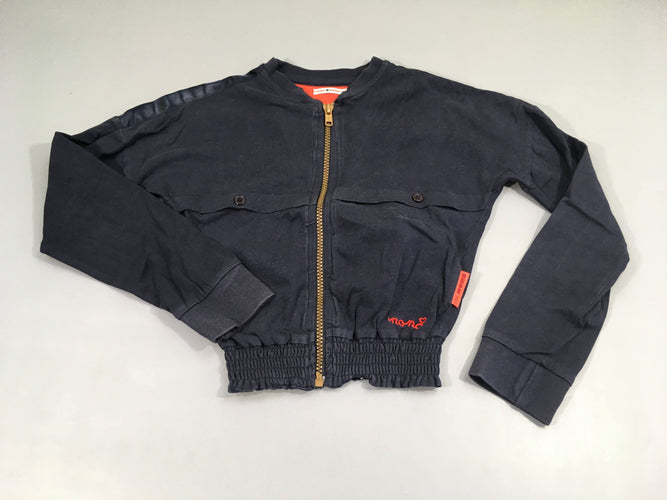 Blouson jersey bleu marine zippé court, moins cher chez Petit Kiwi