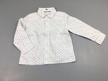 Chemise m.l coton blanc , petits dessins bleu