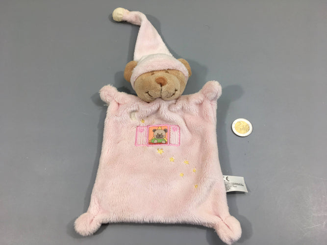 Doudou nounours rose pâle, moins cher chez Petit Kiwi