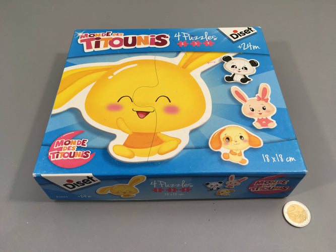 4 puzzles, monde des Titounis , 2a, Diset, moins cher chez Petit Kiwi