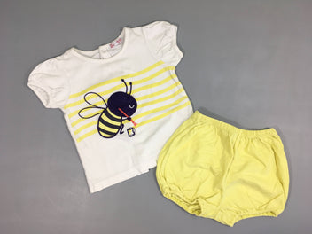 Pyjashort 2pcs jersey blanc rayé jaune abeille-Bouloché