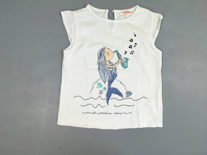 T-shirt s.m blanc fille saxo froufrou manches, moins cher chez Petit Kiwi