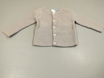 Gilet tricot gris clair 100% coton