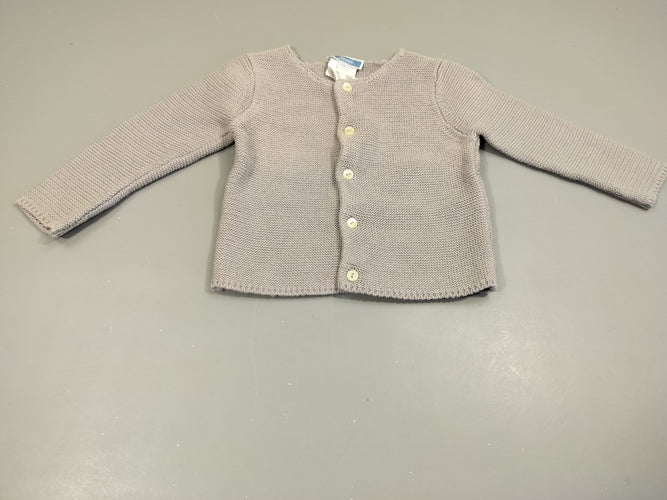 Gilet tricot gris clair 100% coton, moins cher chez Petit Kiwi