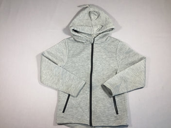 Sweat zippé à capuche gris  - bouloché