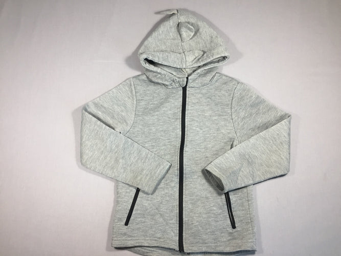 Sweat zippé à capuche gris  - bouloché, moins cher chez Petit Kiwi