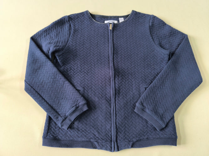 Gilet zippé à chevrons bleu marine col rond pailleté, moins cher chez Petit Kiwi