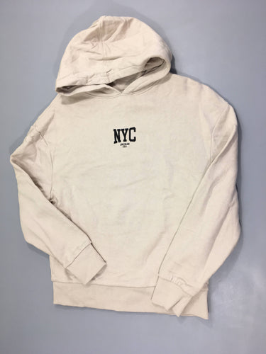 Sweat à capuche beige NYC, moins cher chez Petit Kiwi