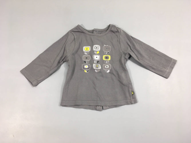 T-shirt m.l gris fleurs, moins cher chez Petit Kiwi