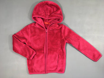 Gilet velours zippé à capuche rose