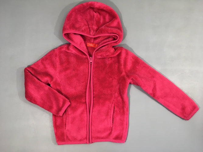 Gilet velours zippé à capuche rose, moins cher chez Petit Kiwi