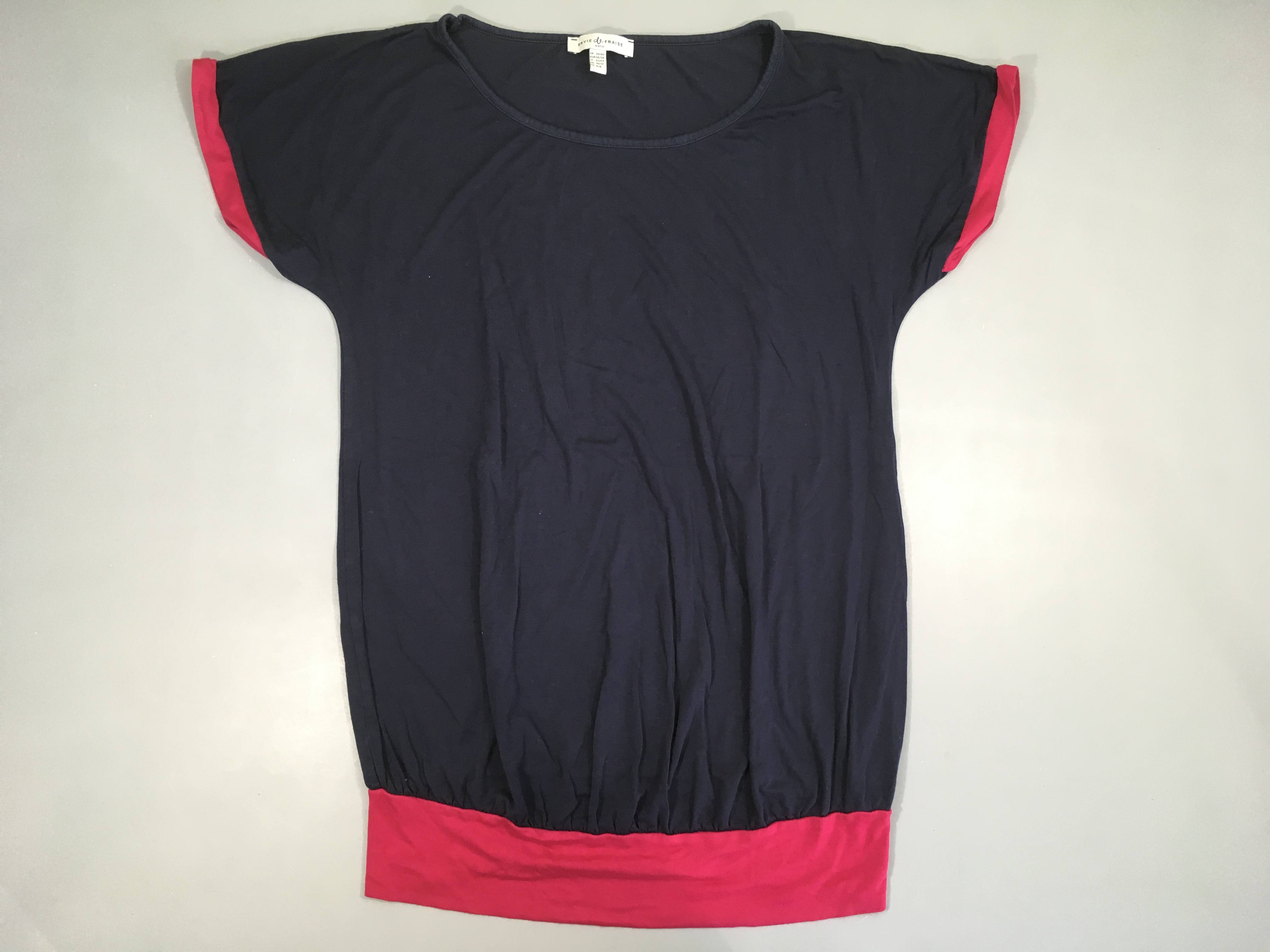 T-shirt m.c bleu foncé fuchsai bas