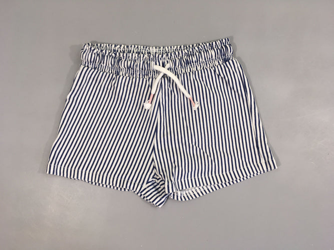 Short jersey blanc ligné bleu, moins cher chez Petit Kiwi