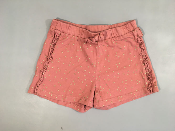 Short jersey vieux rose pois dorés froufrous cotés, moins cher chez Petit Kiwi