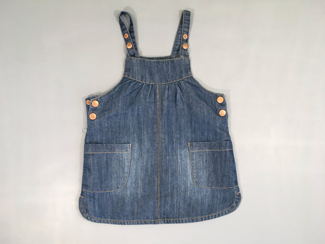 Robe salopette denim pressions coeurs, moins cher chez Petit Kiwi