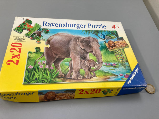 Puzzle 2x20pcs éléphants, moins cher chez Petit Kiwi