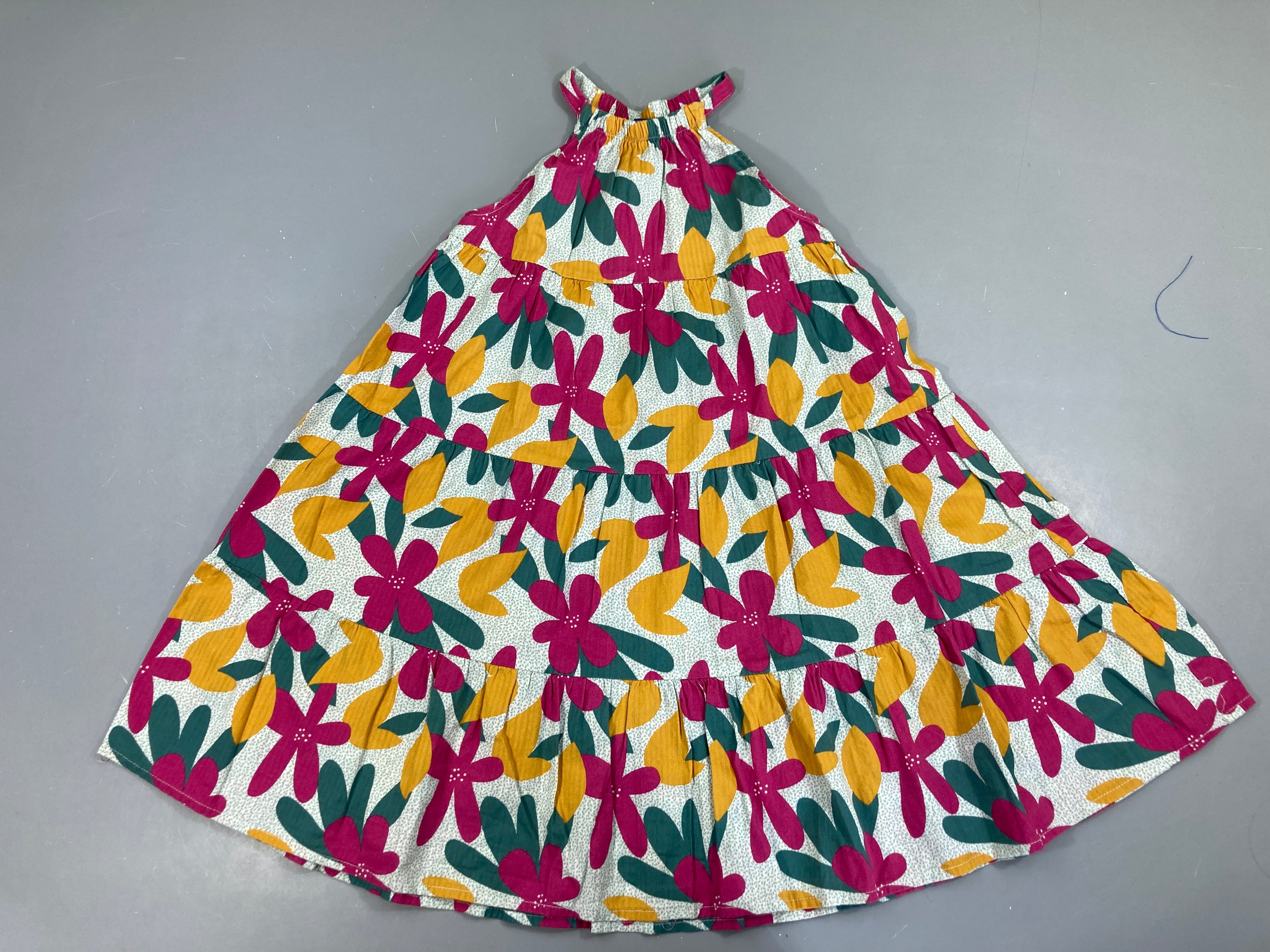 Robe s.m fleurie mauve/jaune/vert