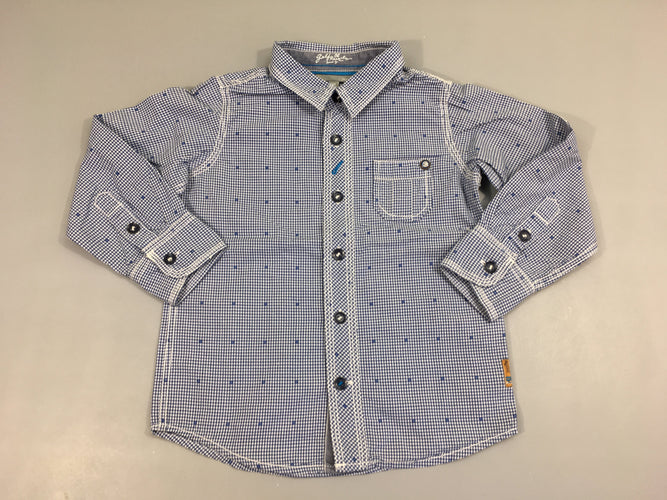 Chemise m.l à carreaux bleu poche, moins cher chez Petit Kiwi