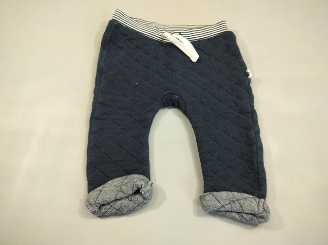 Pantalon matelassé bleu marine à revers, moins cher chez Petit Kiwi