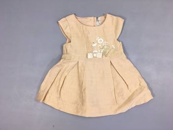 Robe s.m beige fleurs noeud doré