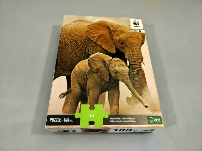 Puzzle WWF éléphants 100Pcs 5+, moins cher chez Petit Kiwi