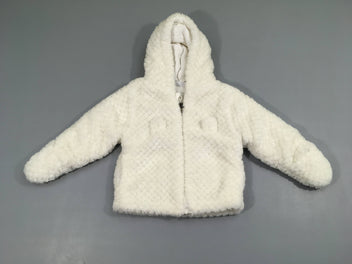 Gilet-veste softy blanc à capuche