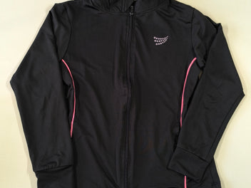 Gilet zippé de sport léger noir liseré rose