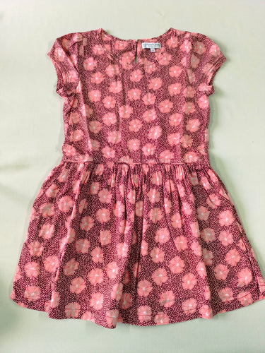 Robe m.c coton brune à fleurs roses, moins cher chez Petit Kiwi