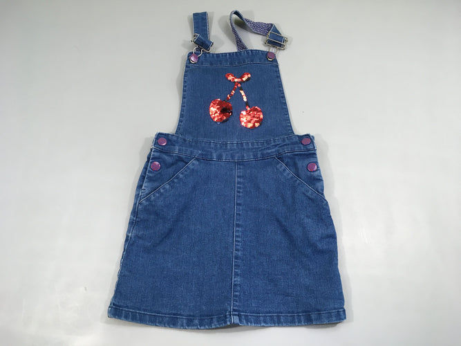 Robe Salopette jean sequins cerise, moins cher chez Petit Kiwi