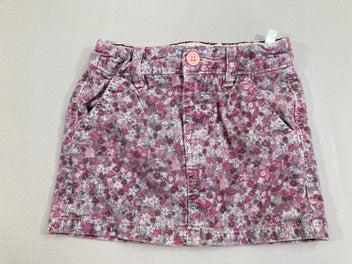 Jupe chino velours côtelé rose fleuri