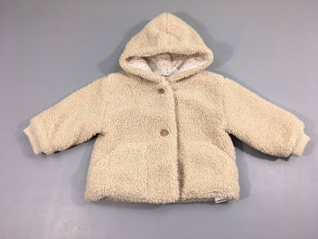 Gilet-veste moutonné beige à capuche