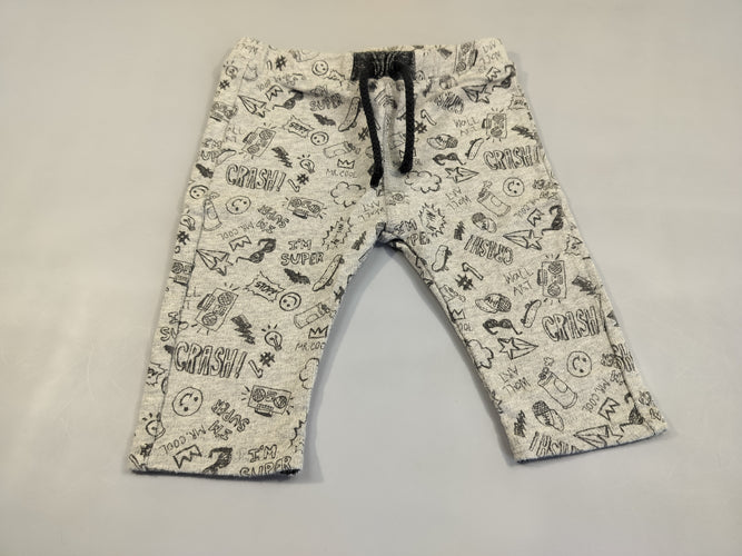 Pantalon gris chiné à motifs (s.miley, radio, casquette,..), moins cher chez Petit Kiwi