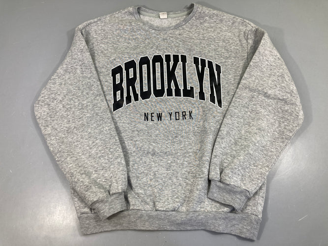 Sweat oversized gris chiné Brooklyn, bouloché, moins cher chez Petit Kiwi