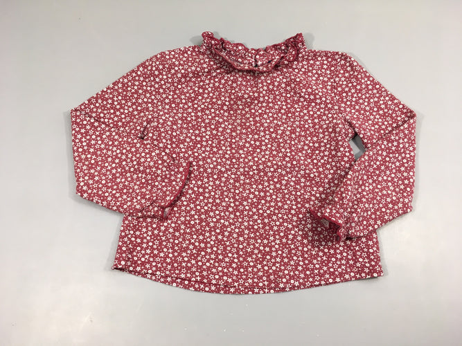 Blouse ml rouge motifs blancs col froufrou, moins cher chez Petit Kiwi